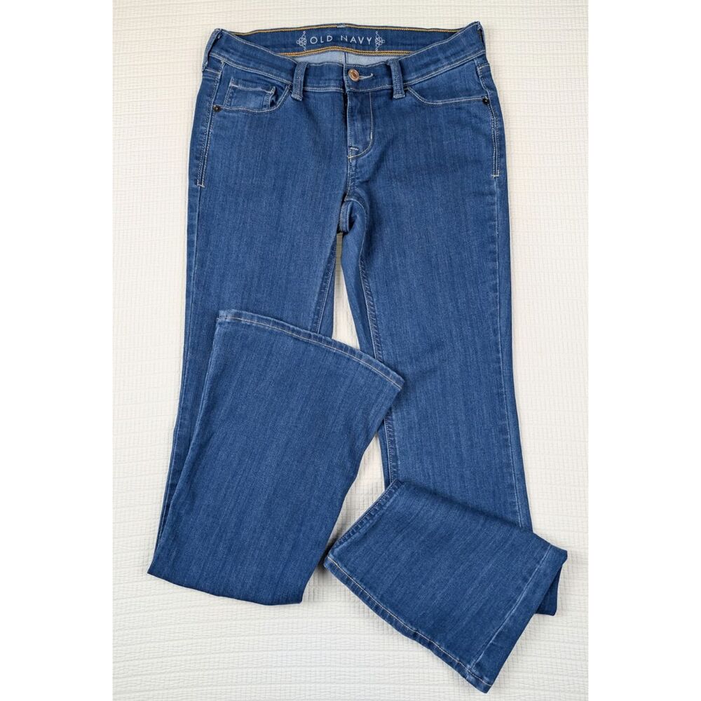 Old Navy Womens Flare Leg Jeans 8 (28x32) Low Rise Stretch Denim Blue Y2K Flared